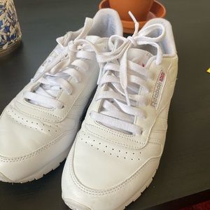 White leather Reebok shoes